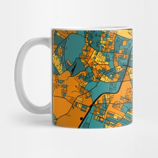 Belfast Map Pattern in Orange & Teal Mug